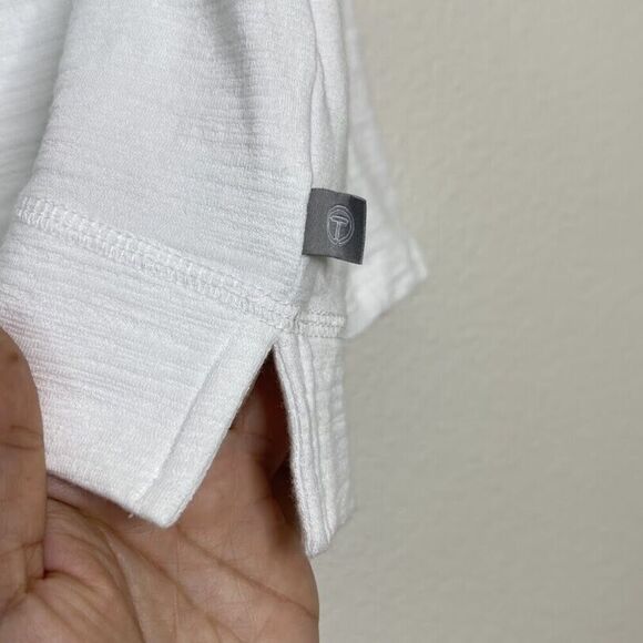 Talbots Sweatshirt XS Small Cozy Crush White Striped 1/4 Zip Pullover UPF 50 - Picture 7 of 11